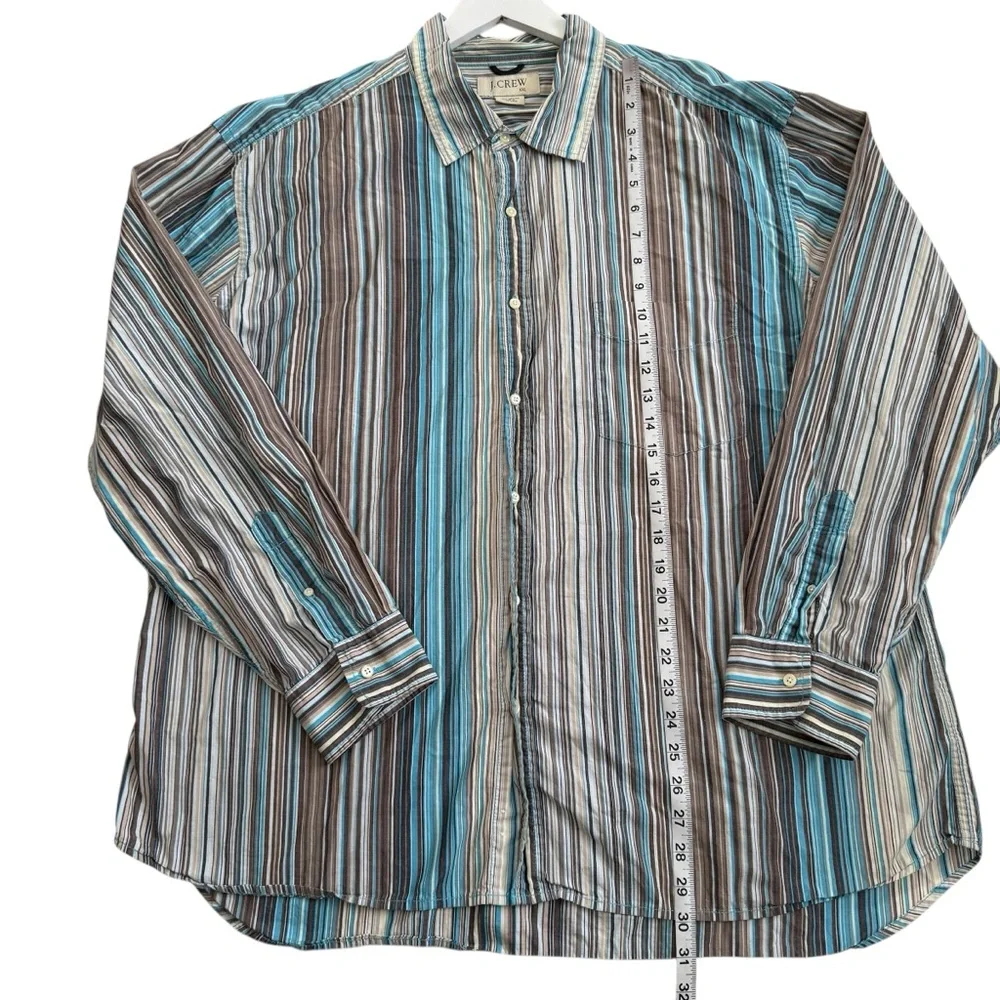 J. Crew Men’s Size XXL Multicolor Stripes Button Down Long Sleeve Shirt Cotton